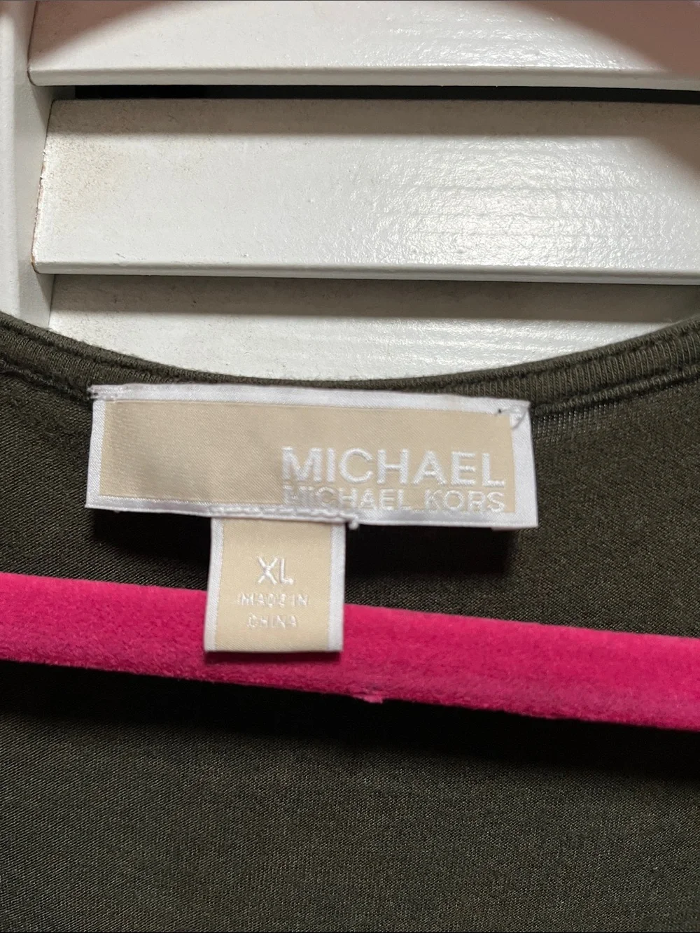 Michael Kors Olive Green Top with Beige Label